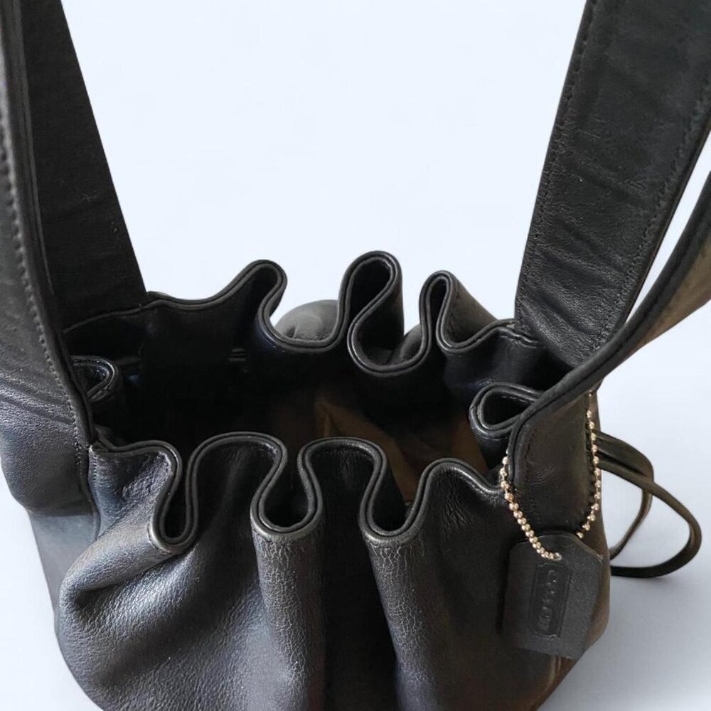 Vintage Coach Lexington Drawstring No. 4180 Black Leather Made in Italy - Picture 7 of 10